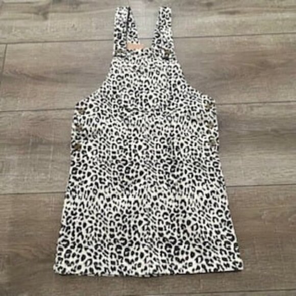 NEW‎ Leopard Animal Print Overall Dress Beige And Brown Girl’s Sz 9-10 NWT - Picture 2 of 14